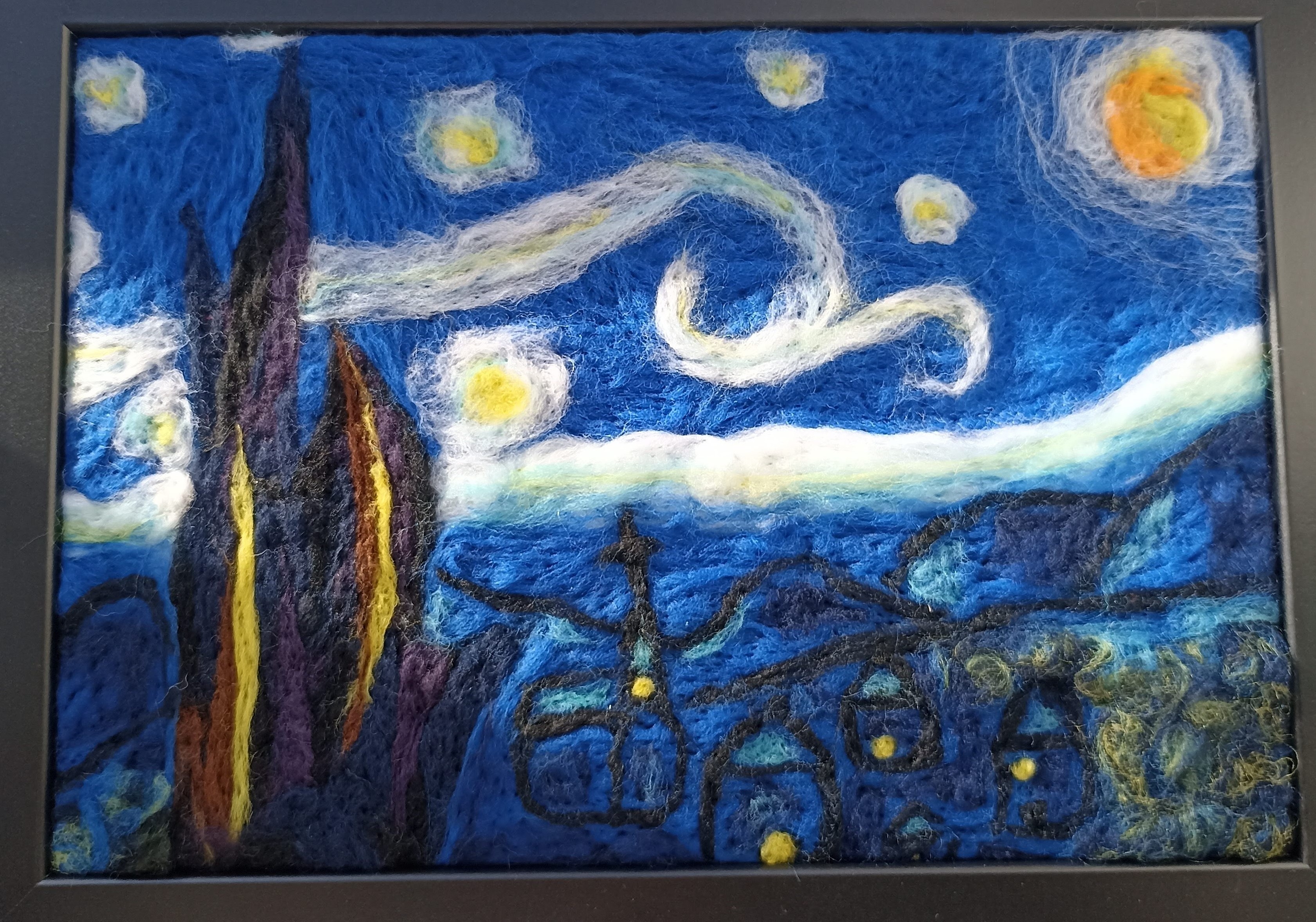 7.b osztály közös alkotása: Vincet van Gogh-Csillagos ég